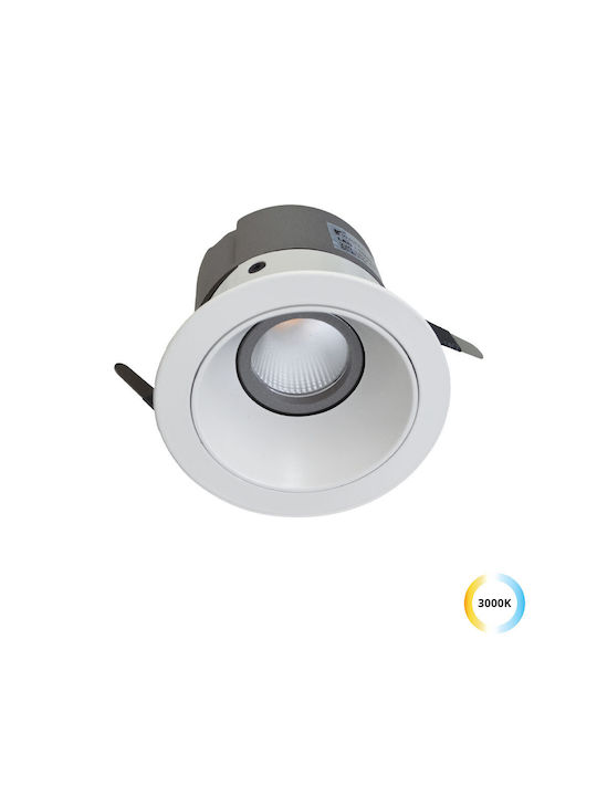 Viokef Alea Round Metallic Recessed Spot with Integrated LED and Warm White Light White 10.5x10.5cm. 1pcs