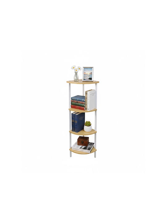 Bibliotecă Colț Alb/Maro Deschis 44,5x31,5x125 cm
