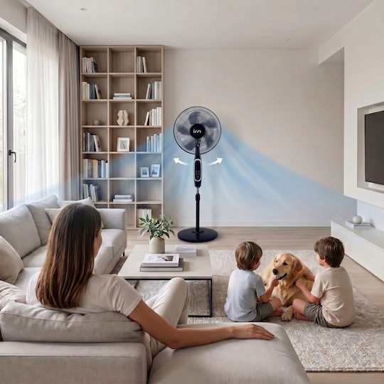 Izzy IZ-9042 Pedestal Fan 70W 40cm Diameter With Remote Control Black