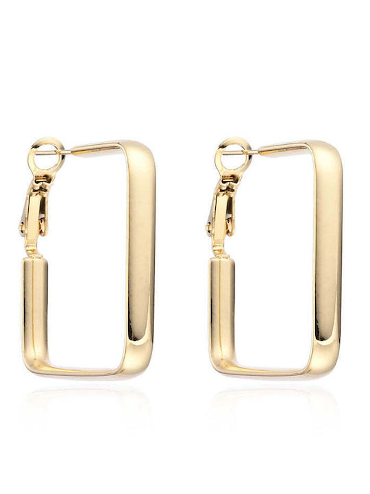 Asimi Body Piercing Earrings Hoops Steel Gold Plated with Stones