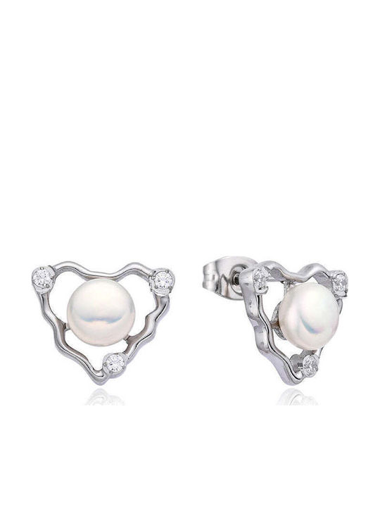 Asimi Body Piercing Stud Earrings Made of Steel with Stones & Pearls