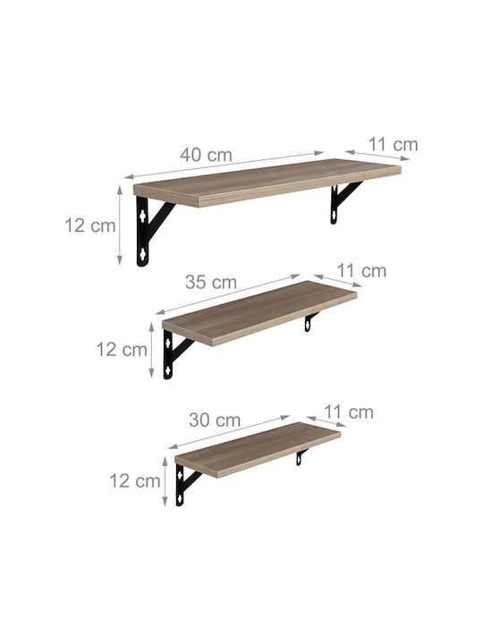 Ράφια Τοίχου Black (3τμχ) 40x12x11εκ.