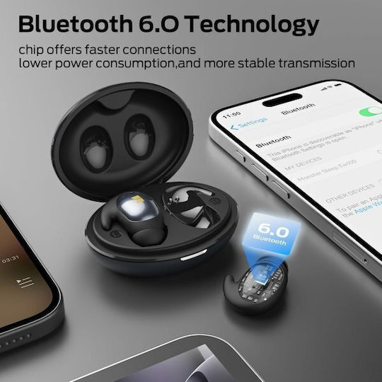 Monster Sleep Ear100 In-ear Bluetooth Handsfree Headphones with Sweat Resistance and Charging Case Black