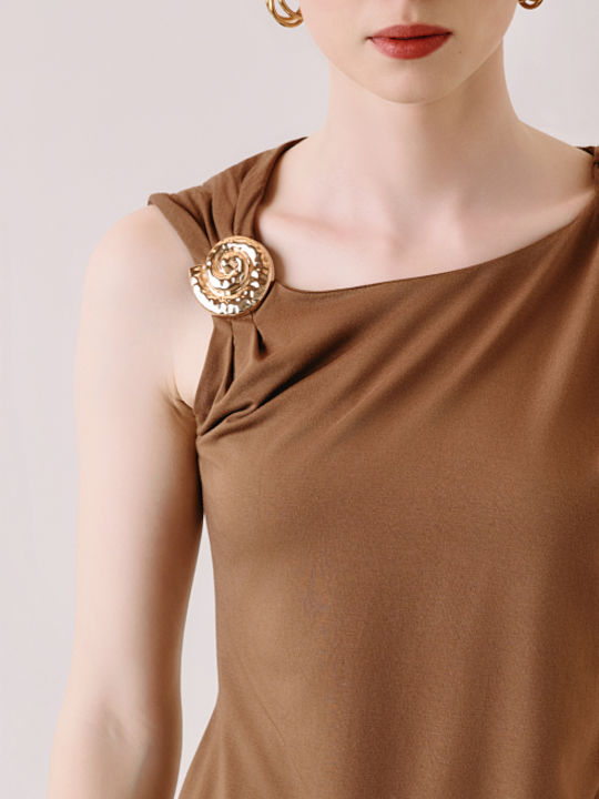 Women's Sleeveless Brown Blouse