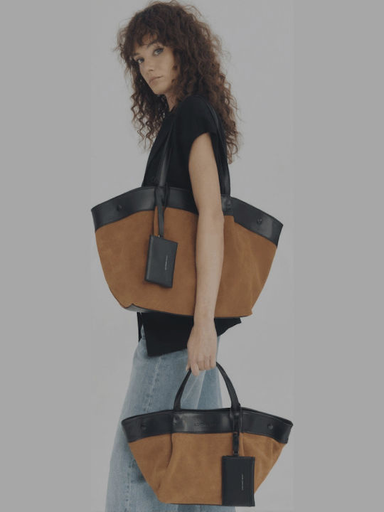 Leder Damen Schultertasche Tabac Braun