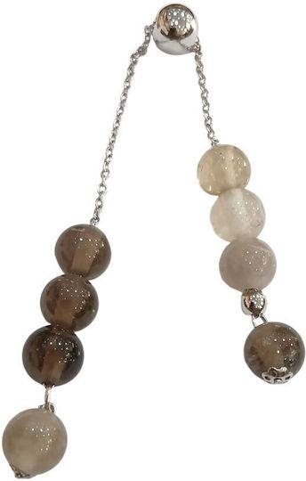 Kalliopi Silver Handmade Begleri Made of Stainless Steel with 12mm Rutilated Quartz Stone Length 25cm