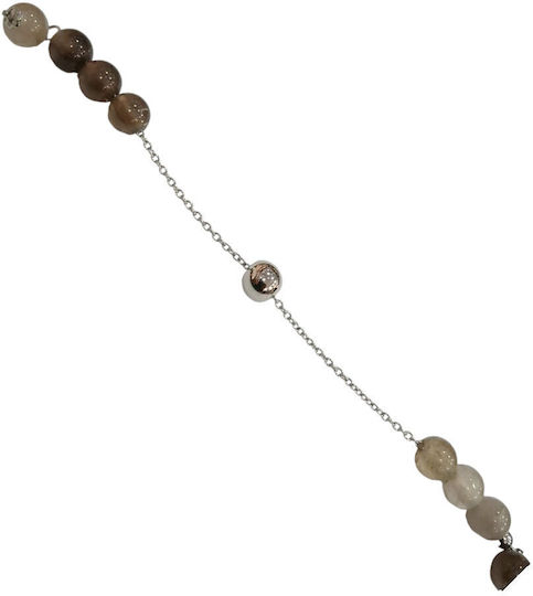 Kalliopi Silver Handmade Begleri Made of Stainless Steel with 12mm Rutilated Quartz Stone Length 25cm