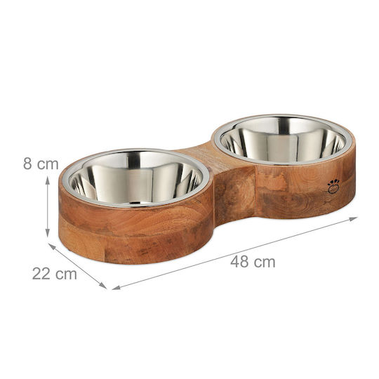Relaxdays Adăpătoare / Hranitoare din Oțel Inoxidabil pentru Câine 48cm în Culoare Bej