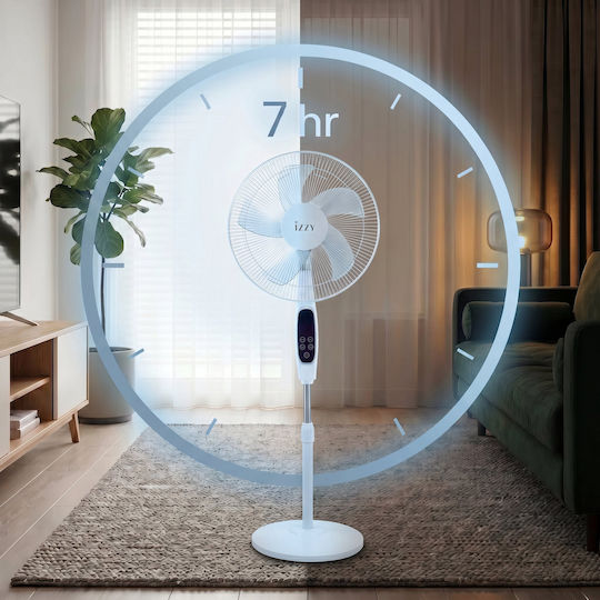 Izzy IZ-9042 Ανεμιστήρας Ορθοστάτης 70W Διαμέτρου 40cm με Τηλεχειριστήριο Λευκός