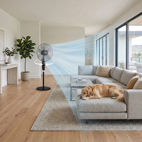 Izzy IZ-9048 Pedestal Fan 70W Diameter 45.72cm with Remote Control Black