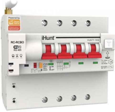 iHunt Vierpoliger Elektrische Schaltpaneel-Druckknopfschalter WiFi 400V 16A