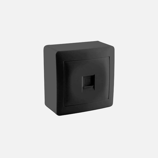 Redled Μονή Εξωτερική Πρίζα Δικτύου RJ45 Τύπου Cat6 σε Μαύρο Χρώμα 28754
