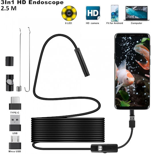 Endoskopkamera für Mobilgeräte mit Auflösung 640x480 Pixel und Kabel 2.5m