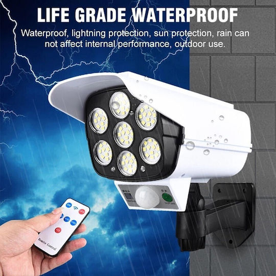 Solar Dummy Surveillance Bullet Camera with LED Lighting White