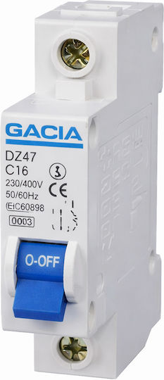 Gacia Automatic Circuit Breaker 16A Single-pole AC 500-43002