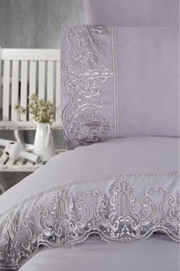 SteweHome Duvet Cover Set 200x220cm Double With 2 Pillowcases Gray