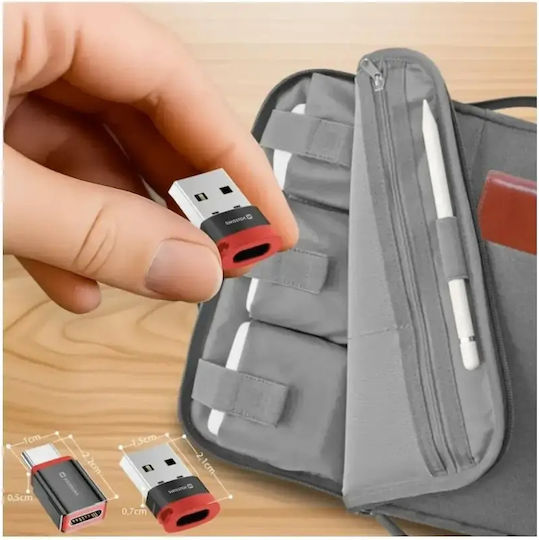 Swissten Μετατροπέας USB-C female σε USB-A male Κόκκινο 1τμχ 73501221