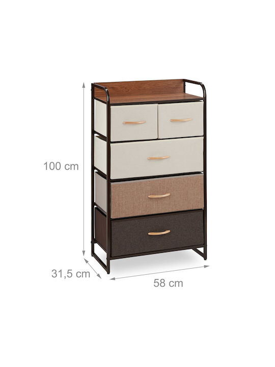 Sertar De Depozitare Din Metal și Țesătură L58xL31.5xÎ100cm