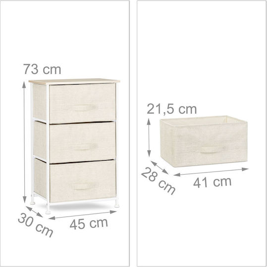 Storage Drawers Made of Metal & Fabric L45xW30xH73cm