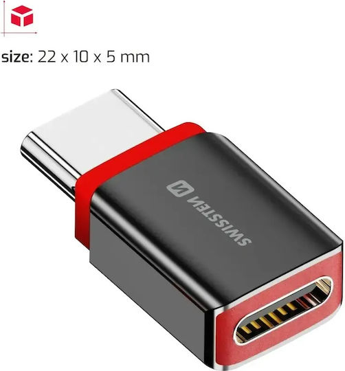 Swissten Μετατροπέας USB-C male σε USB-C female Κόκκινο 1τμχ 73501220