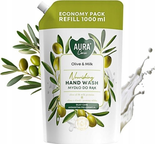 Aura Care Течен Сапун За Ръце Пълнител С Маслиново Мляко 1000 Ml Ahw-002-005