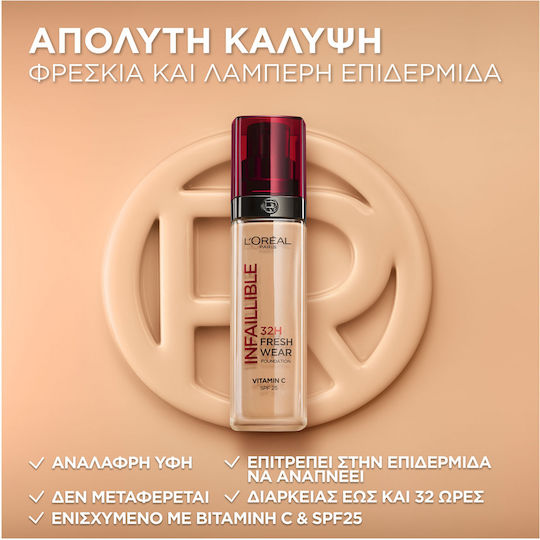 L'Oreal Paris Infaillible 32H Fresh Wear Liquid Foundation SPF25 235 Honey 30ml