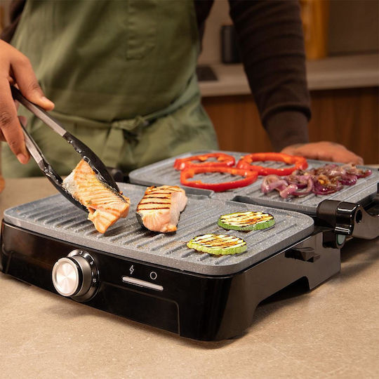 Cecotec Rock'nGrill 1500 Tabletop Electric Grill Grooved Plate 1500W Lid and Adjustable Thermostat 28.7x17cm