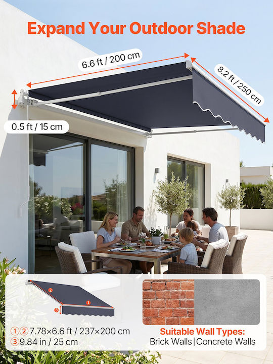 Vevor Pavillon Terrasse mit LEDs Grau 2.5x2m Vevor Pavillon Terrasse mit LEDs Grau 2.5x2m