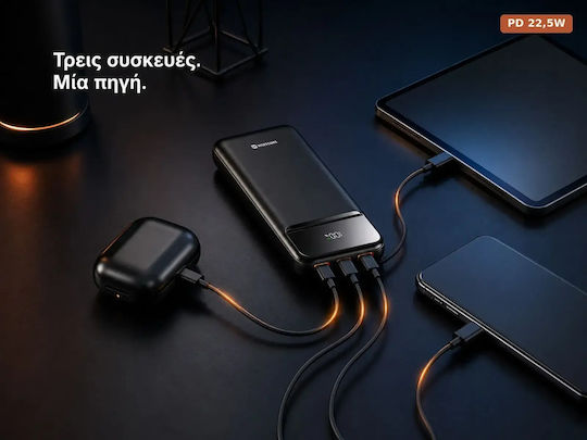 Swissten Power Bank 10000mAh 22.5W Μαύρο