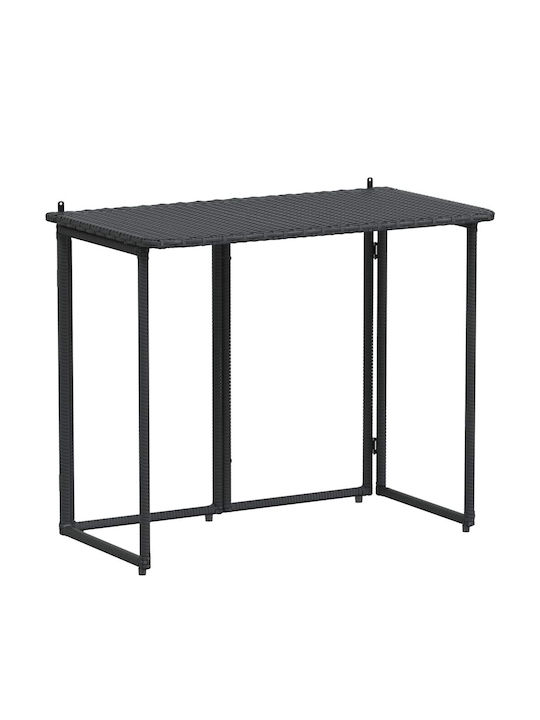 Table for Small Outdoor Spaces Rattan Foldable Black 90x51x75cm