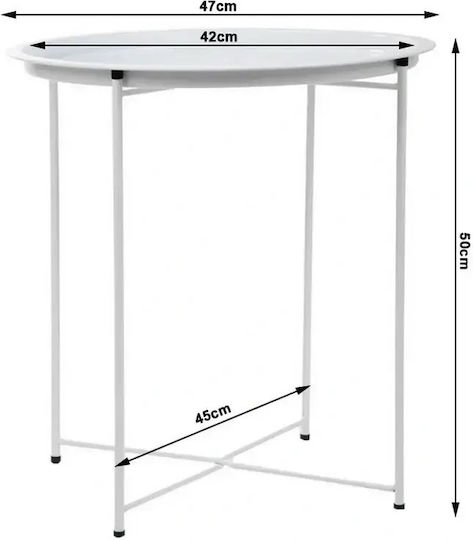 Masă Laterală Metalică pentru Spații Exterioare Mici Albă 47x47cm