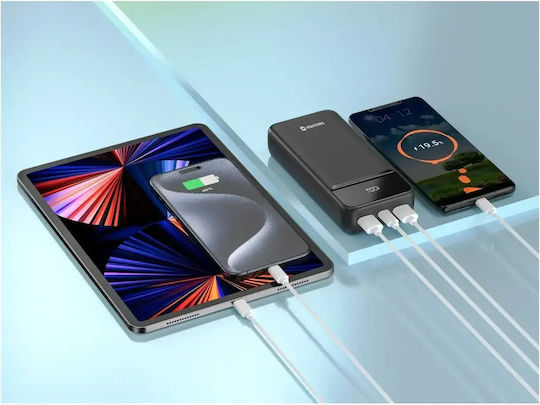 Swissten POWER LINE II Power Bank 20000mAh 22.5W με 2 Θύρες USB-A και Θύρα USB-C Μαύρο