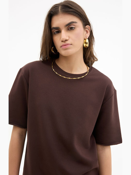 Short Sleeve Brown Blouse