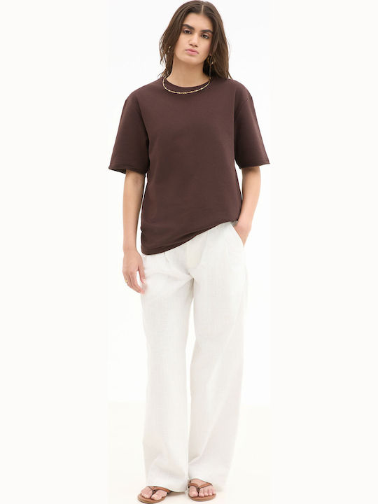 Short Sleeve Brown Blouse