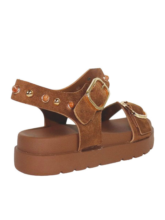 Дамски Анатомични Сандали Flatforms Тютюнев