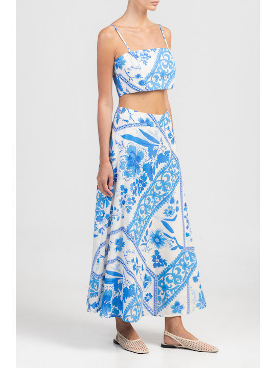 Midi Skirt Floral White/Red