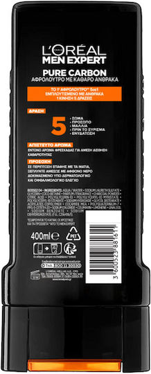 L'Oreal Paris Men Expert Pure Carbon Bubble Bath Gel for Men with Glycerin Moisturizing 400ml