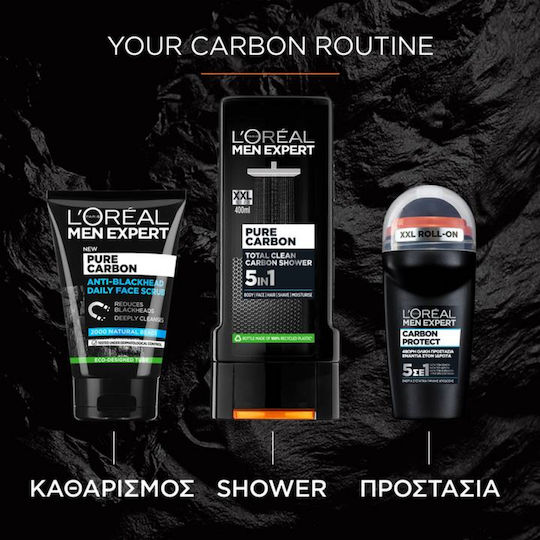 L'Oreal Paris Men Expert Pure Carbon Bubble Bath Gel for Men with Glycerin Moisturizing 400ml