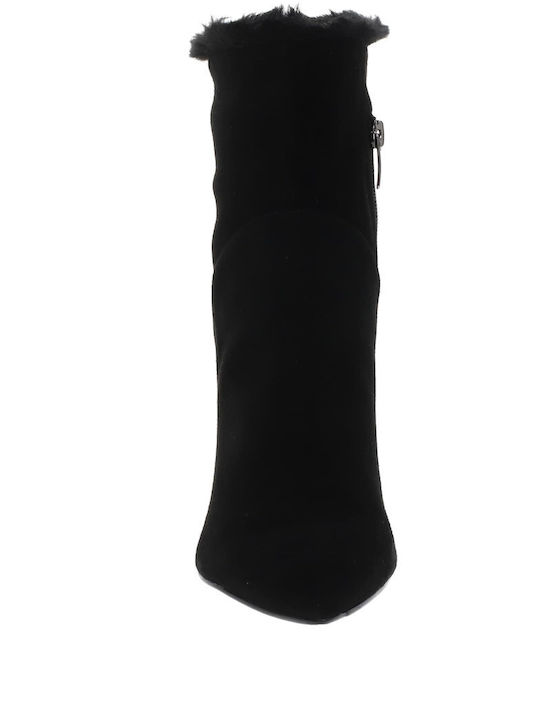 Suede Women's Ankle Boots with High Heel Black