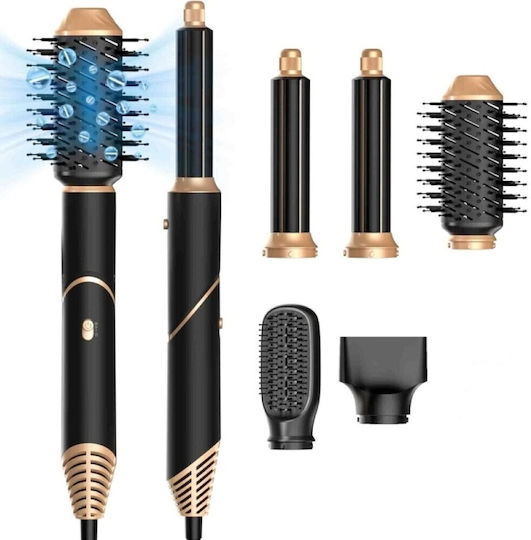 6in1 Ceramic Electric Hair Brush with Air for Hair Straightening and Curls 1000W