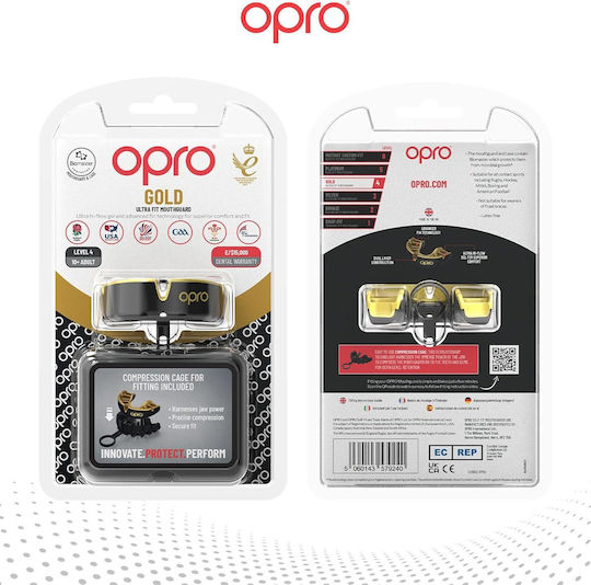 Mouthguard Opro Gold Level Self-Fit Youth Mouthguard Black Gold