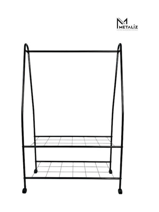 SteweHome Kremastră De Podea Pe Roți Din Metal Neagră 100x100x151cm