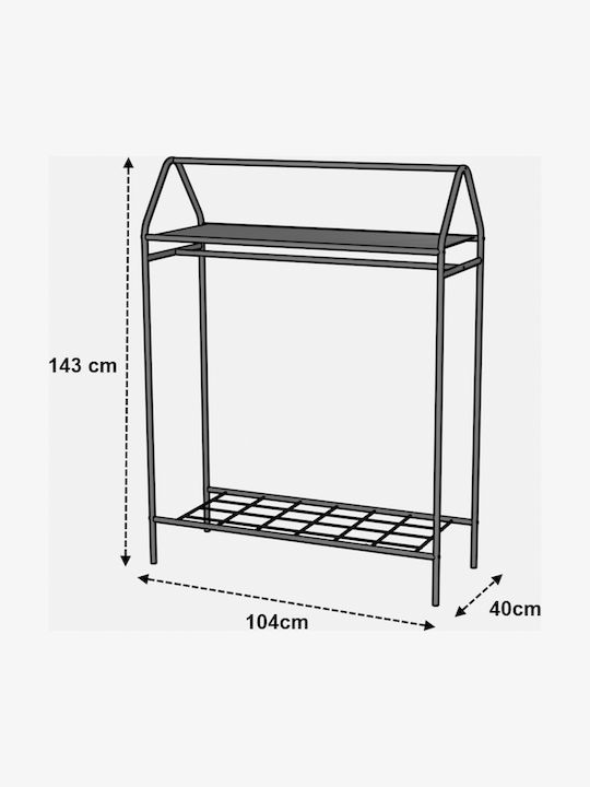 SteweHome Κρεμάστρα Δαπέδου από Μέταλλο Χρυσή 104x104x143cm