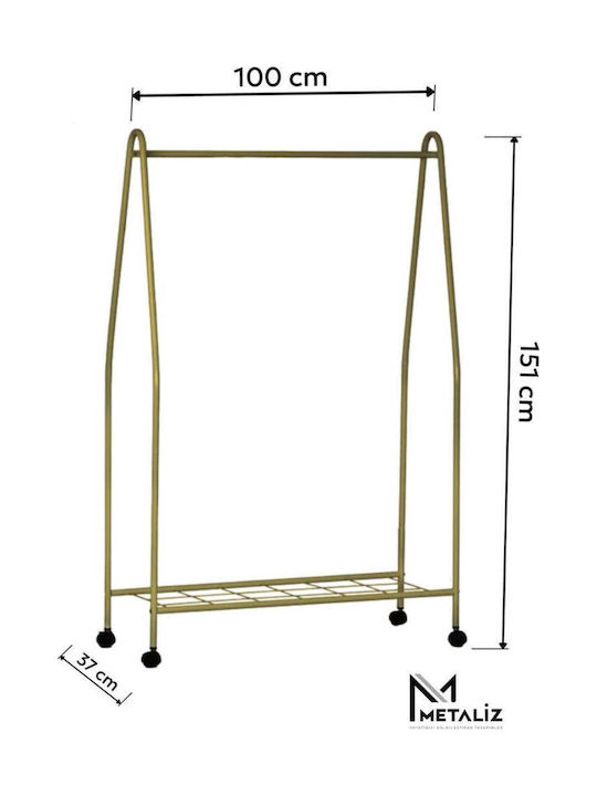 SteweHome Floor Garment Rack Metal Gold 98x145cm