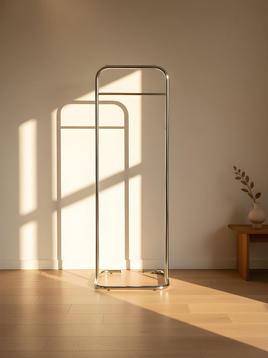 SteweHome Κρεμάστρα Δαπέδου από Μέταλλο Ασημί 44x123cm