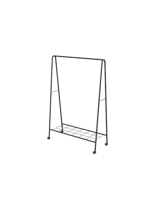 SteweHome Wheeled Metal Black Garment Rack 104x104x155cm