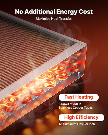 Schimbător De Căldură Vevor Water To Air 610 X 610 Mm Serpentină Schimbător De Căldură Hvac Aripioare Țeavă Hvac Țevi De Cupru & Aripioare De Aluminiu Ieșire 225k Btu Pentru Cuptoare Exterioare Pe Lemne Sisteme De Încălzire Răcire Hidronică