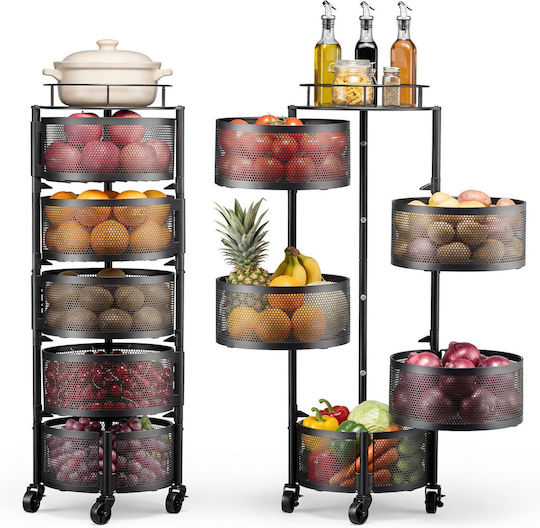 Vevor Metal Kitchen Trolley Black 34x31.5x94.2cm