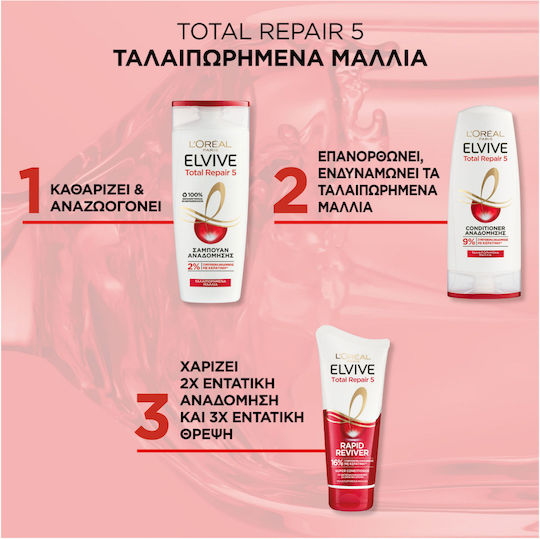 L'Oreal Paris Elvive Total Repair 5 Rapid Reviver Conditioner Αναδόμησης/Θρέψης για Ξηρά Μαλλιά 180ml