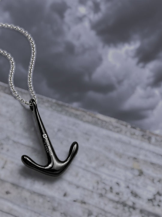 Rosso Amante Anchor Necklace Made of Gold Plated Steel Black